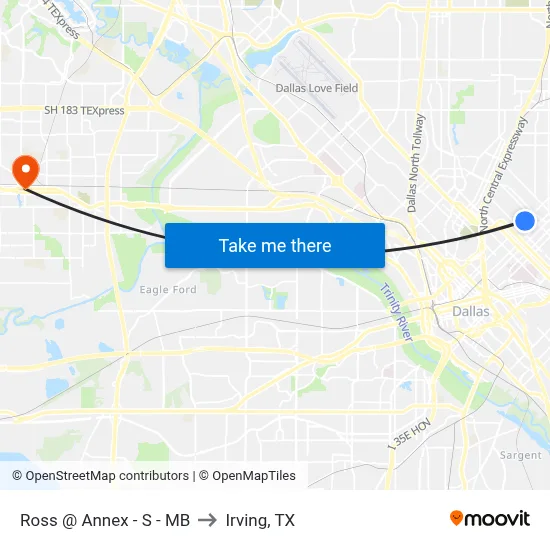 Ross @ Annex - S - MB to Irving, TX map