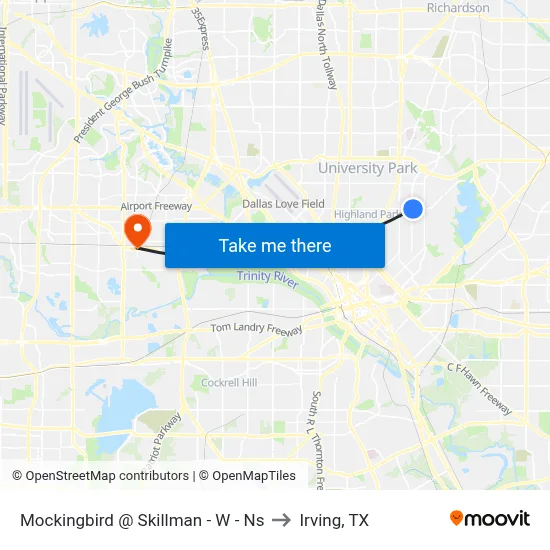 Mockingbird @ Skillman - W - Ns to Irving, TX map