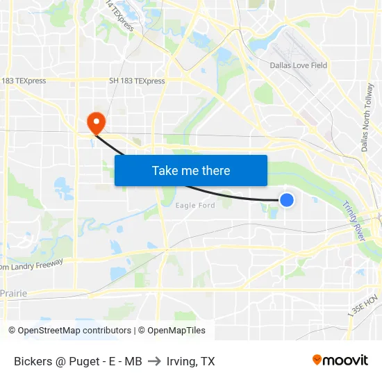 Bickers @ Puget - E - MB to Irving, TX map