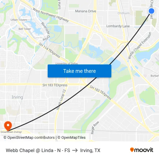 Webb Chapel @ Linda - N - FS to Irving, TX map