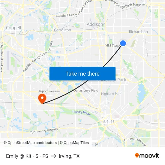 Emily @ Kit - S - FS to Irving, TX map