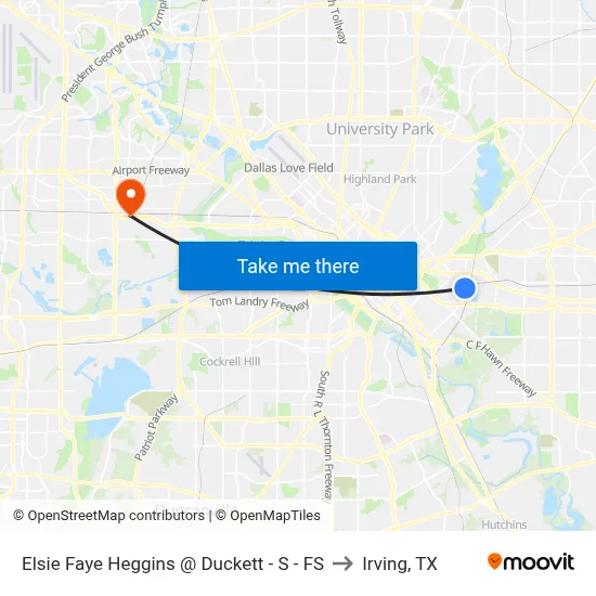 Elsie Faye Heggins @ Duckett - S - FS to Irving, TX map