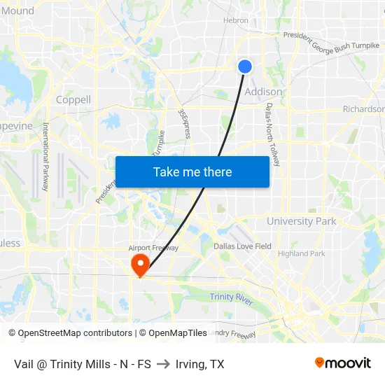 Vail @ Trinity Mills - N - FS to Irving, TX map