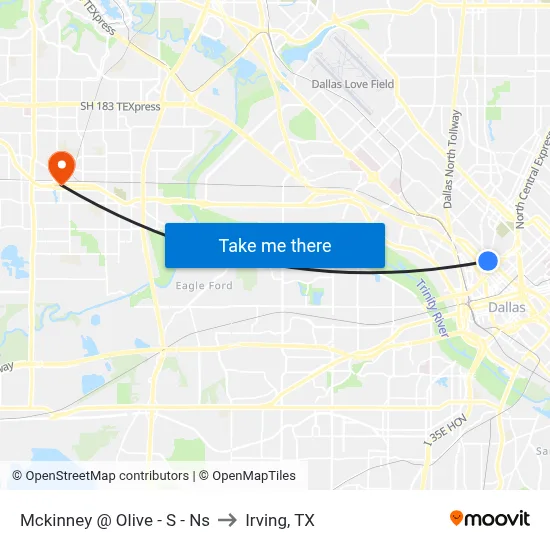 Mckinney @ Olive - S - Ns to Irving, TX map