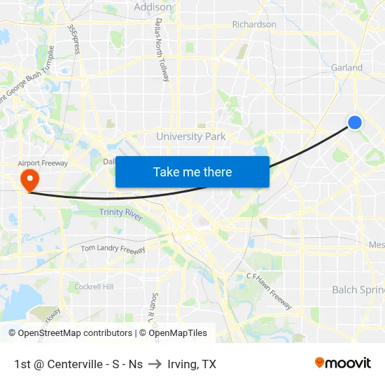 1st @ Centerville - S - Ns to Irving, TX map