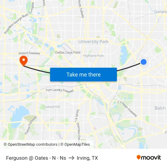 Ferguson @ Oates - N - Ns to Irving, TX map