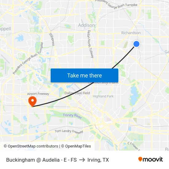 Buckingham @ Audelia - E - FS to Irving, TX map