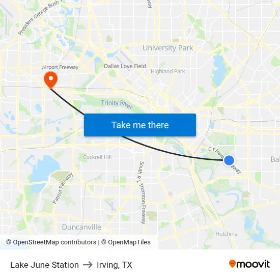 Lake June Station to Irving, TX map