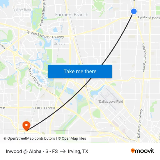 Inwood @ Alpha - S - FS to Irving, TX map