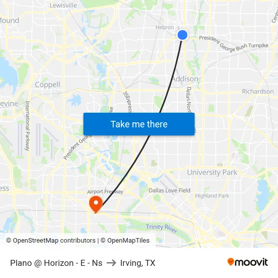 Plano @ Horizon - E - Ns to Irving, TX map