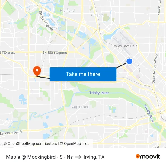 Maple @ Mockingbird - S - Ns to Irving, TX map