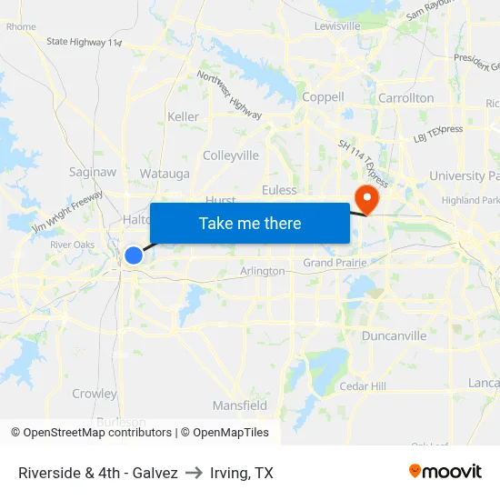 Riverside & 4th - Galvez to Irving, TX map