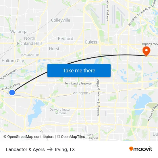 Lancaster & Ayers to Irving, TX map