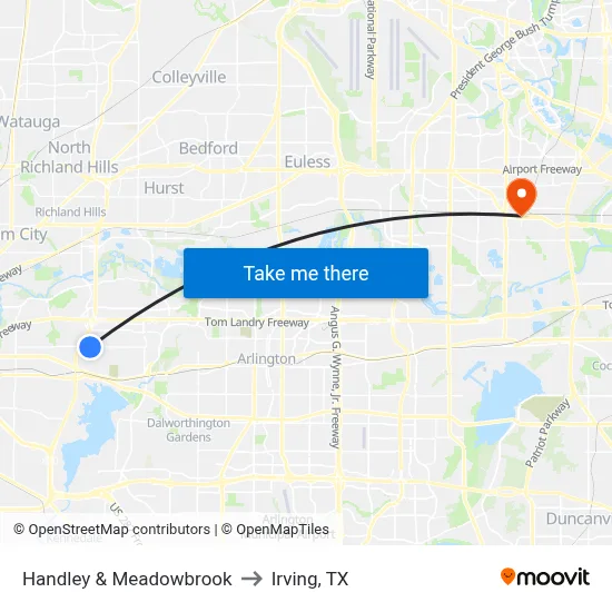 Handley & Meadowbrook to Irving, TX map