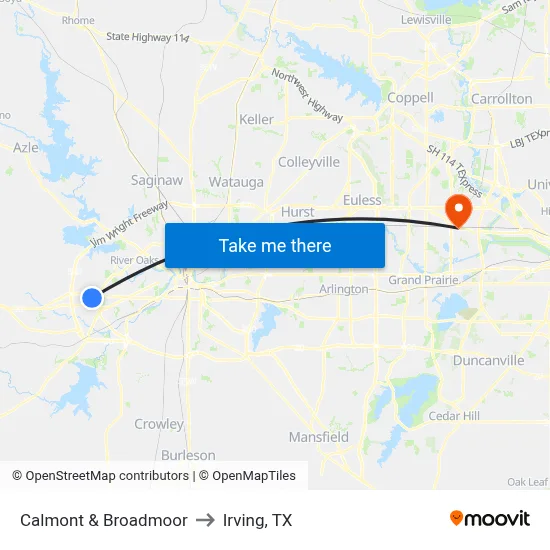 Calmont & Broadmoor to Irving, TX map