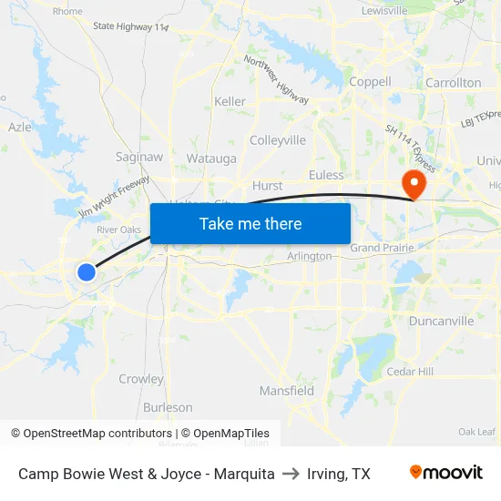 Camp Bowie West & Joyce - Marquita to Irving, TX map