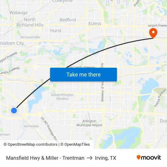 Mansfield Hwy & Miller - Trentman to Irving, TX map