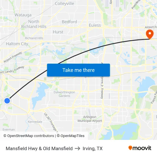Mansfield Hwy & Old Mansfield to Irving, TX map