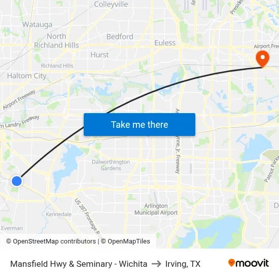 Mansfield Hwy & Seminary - Wichita to Irving, TX map