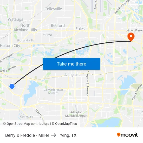 Berry & Freddie - Miller to Irving, TX map