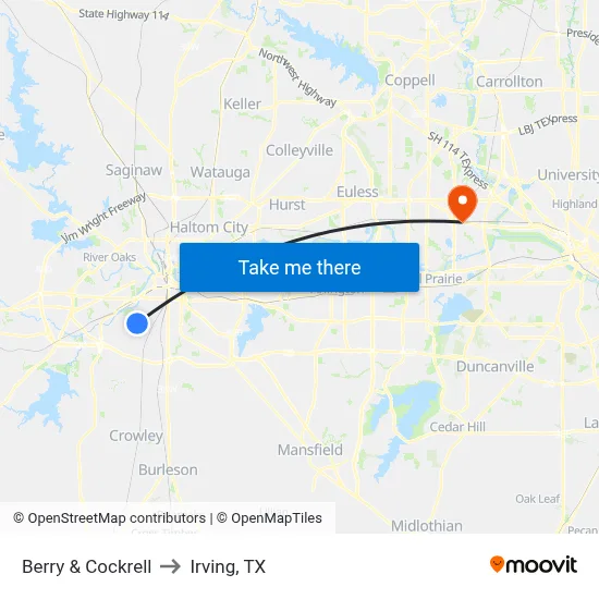 Berry & Cockrell to Irving, TX map