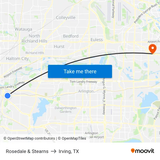 Rosedale & Stearns to Irving, TX map