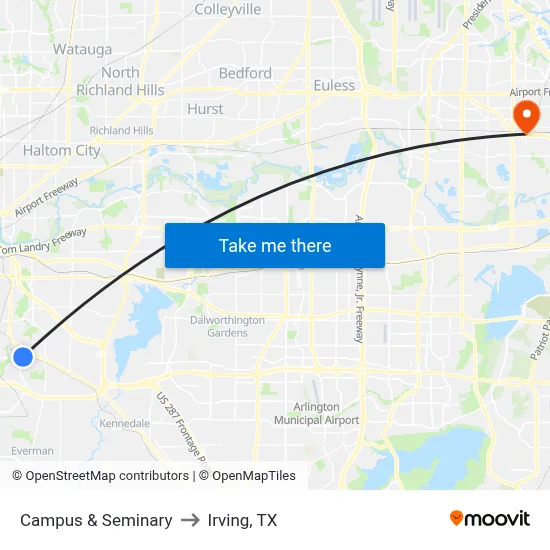 Campus & Seminary to Irving, TX map