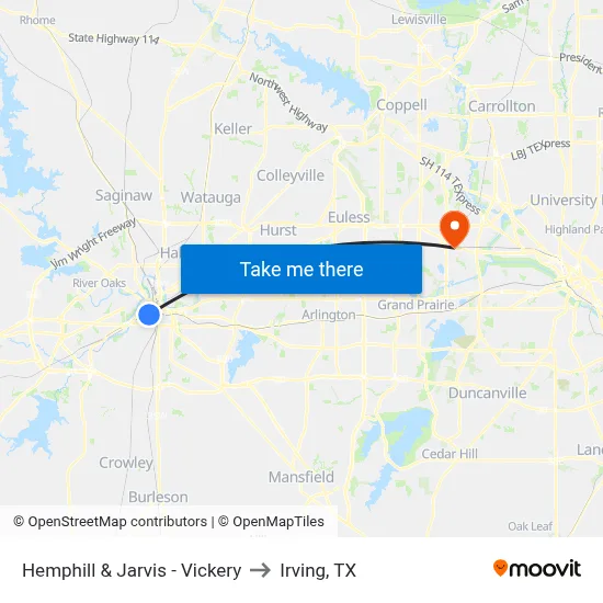 Hemphill & Jarvis - Vickery to Irving, TX map