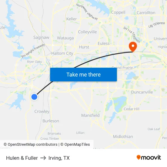 Hulen & Fuller to Irving, TX map