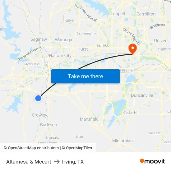 Altamesa & Mccart to Irving, TX map