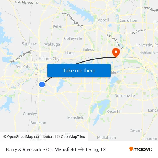 Berry & Riverside - Old Mansfield to Irving, TX map