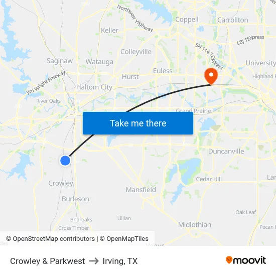 Crowley & Parkwest to Irving, TX map