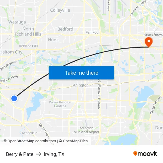 Berry & Pate to Irving, TX map