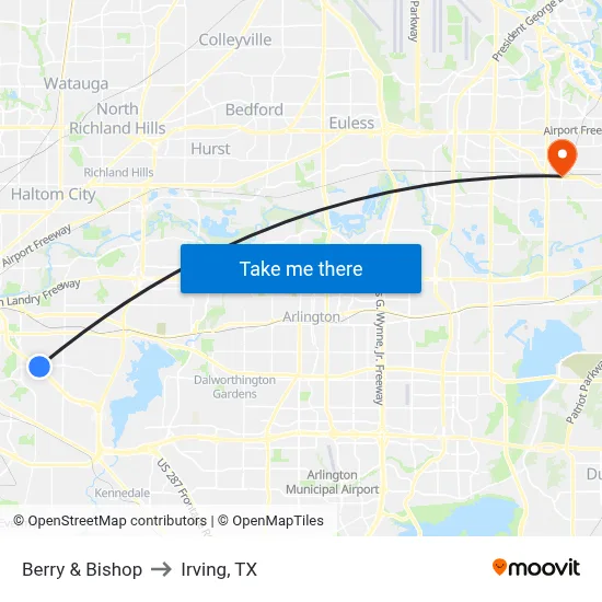 Berry & Bishop to Irving, TX map