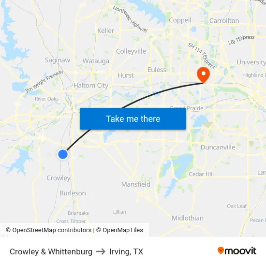 Crowley & Whittenburg to Irving, TX map