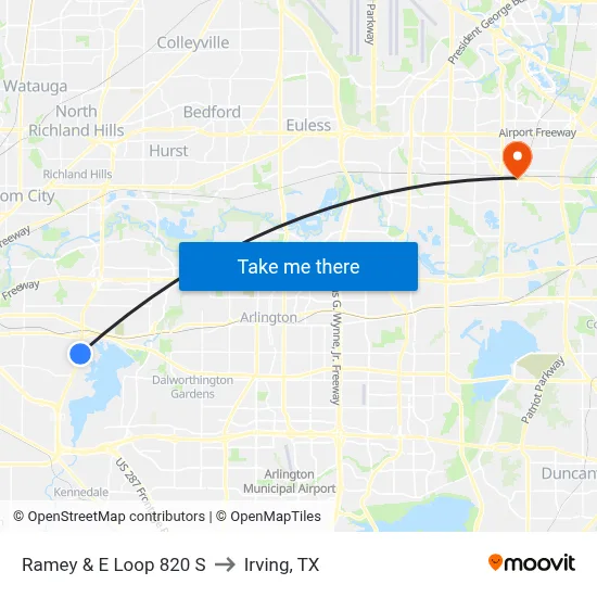 Ramey & E Loop 820 S to Irving, TX map