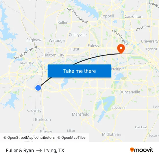 Fuller & Ryan to Irving, TX map