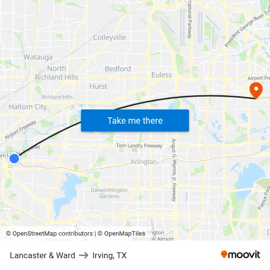 Lancaster & Ward to Irving, TX map