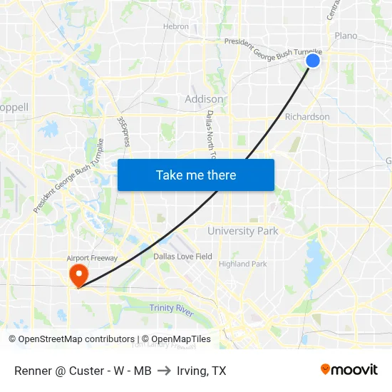Renner @ Custer - W - MB to Irving, TX map