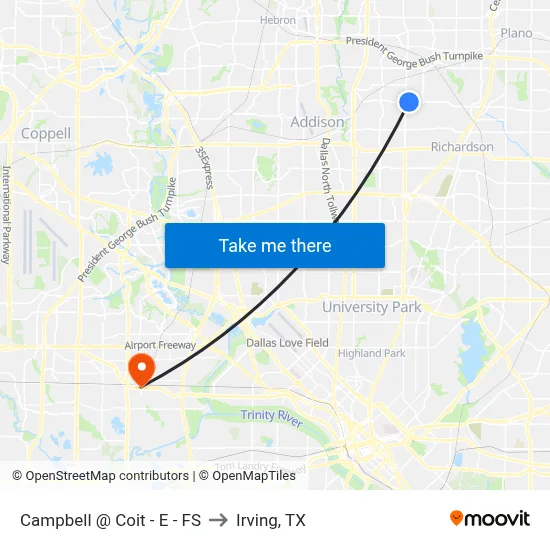 Campbell @ Coit - E - FS to Irving, TX map