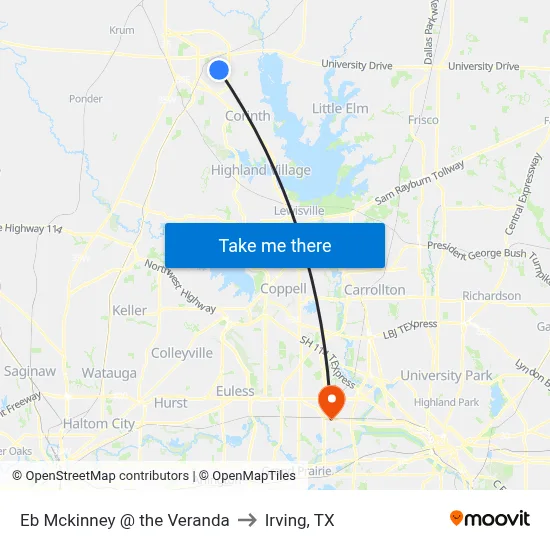 Eb Mckinney @ the Veranda to Irving, TX map