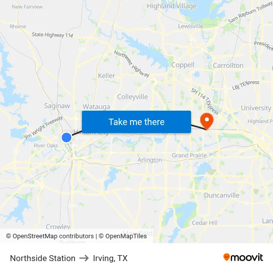 Northside Station to Irving, TX map
