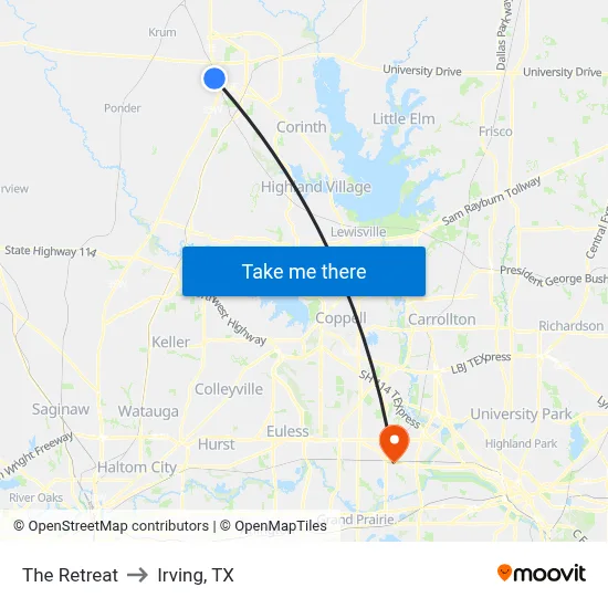 The Retreat to Irving, TX map