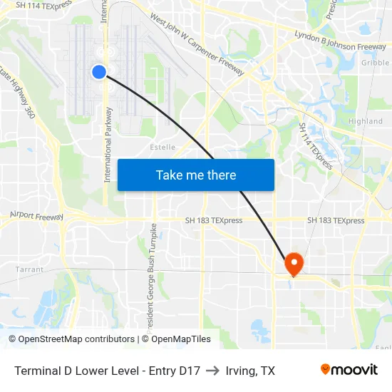 Terminal D Lower Level - Entry D17 to Irving, TX map