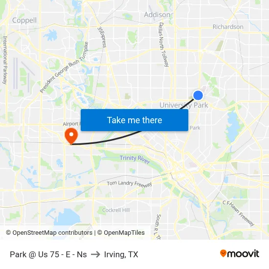 Park @ Us 75 - E - Ns to Irving, TX map
