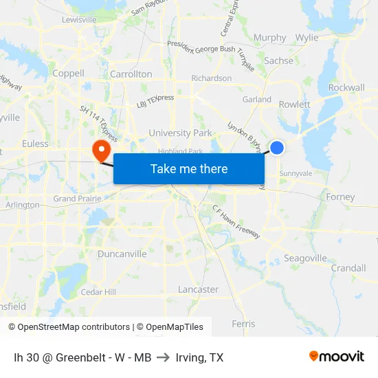 Ih 30 @ Greenbelt - W - MB to Irving, TX map