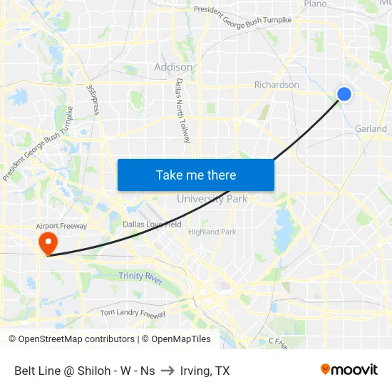 Belt Line @ Shiloh - W - Ns to Irving, TX map