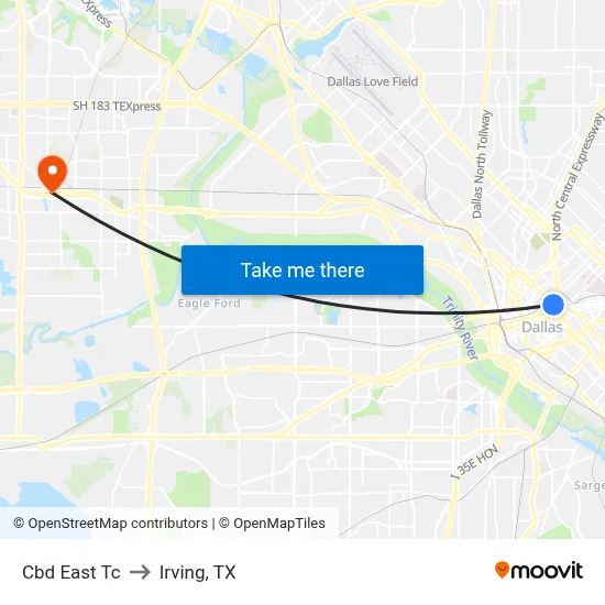 Cbd East Tc to Irving, TX map