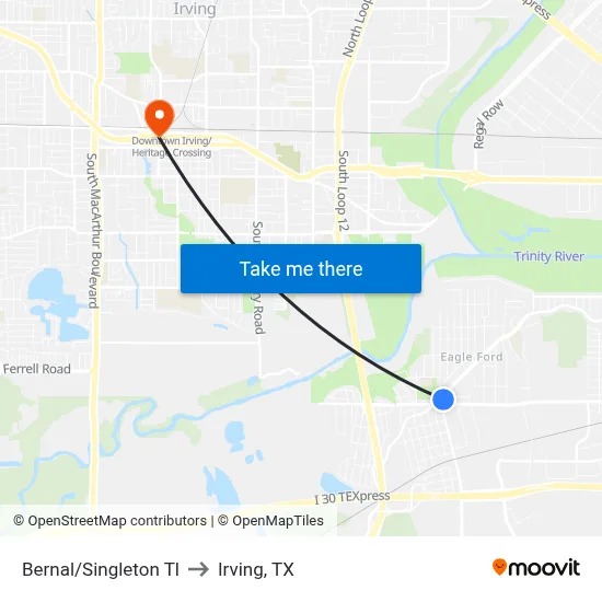 Bernal/Singleton Tl to Irving, TX map