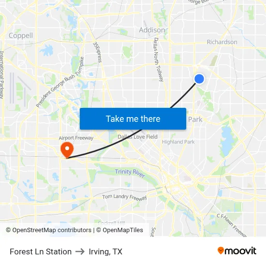 Forest Ln Station to Irving, TX map